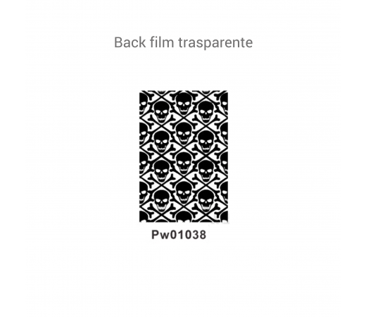Back film trasparente design teschio 